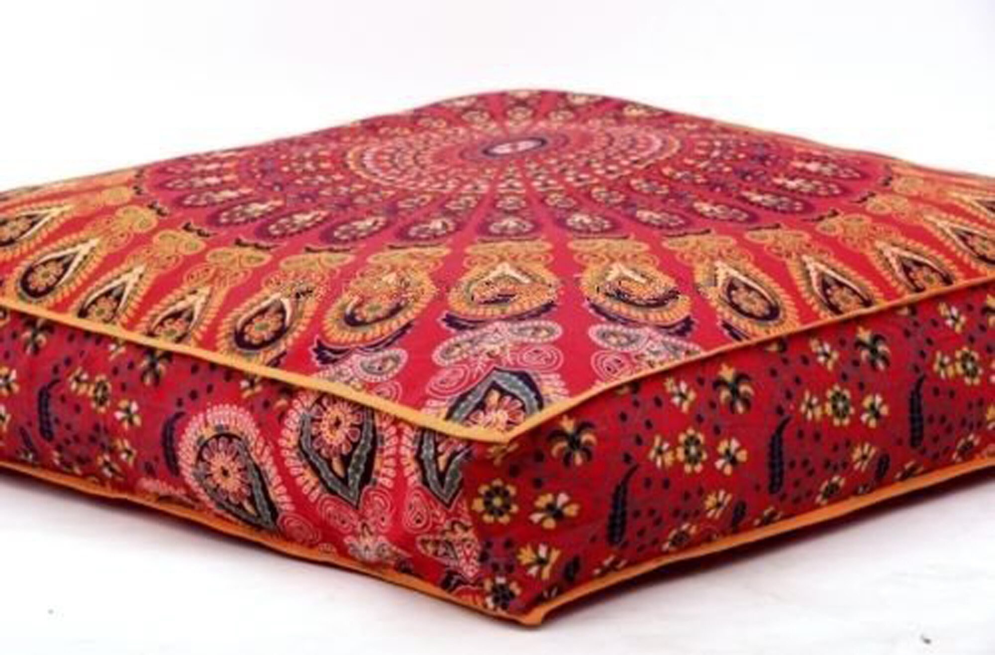 Peacock Mandala Indian Ottoman Outdoor Poufs Cover Square Floor Pillow Cover Bed 