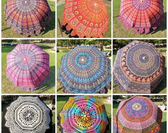 Große Größe einzigartige Kunst Pool Regenschirm, Strand Dekor, Luxus Boho Gartenschirm Mandala dekorativer Regenschirm, Hochzeitsschirm Sonnenschirme