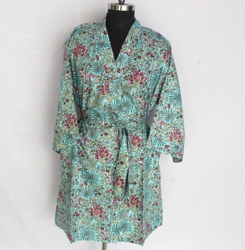 Royal stylish Cotton Bird Sleepwear robes Nightdress Kimono Bathkimono Indian Long short kimono Hippie Womens Night Gown coverup Delivery