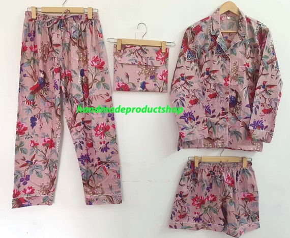 Himanshu Exports Turquoise Color Frida Kahlo Pj Set Indian Handmade Soft  Cotton Pj Dress,Woman's Floral Printed Pyjama Set,Ladies Night Suit  Bridesmaids Pj's at Amazon Women's Clothing store