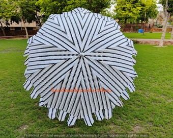 Indian Hand Block Gardn Umbrella Triangle Print  SunShade Beach Umbrella,Beautiful Unique Design Outdoor Decor Party Parasols, Umbrella