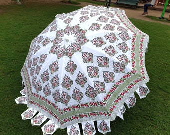 Indian Block print Umbrella dia. 72''SunShade Beach Umbrella,Beautiful Unique Design Outdoor Decor Party Parasols,Hand block Print Umbrellas