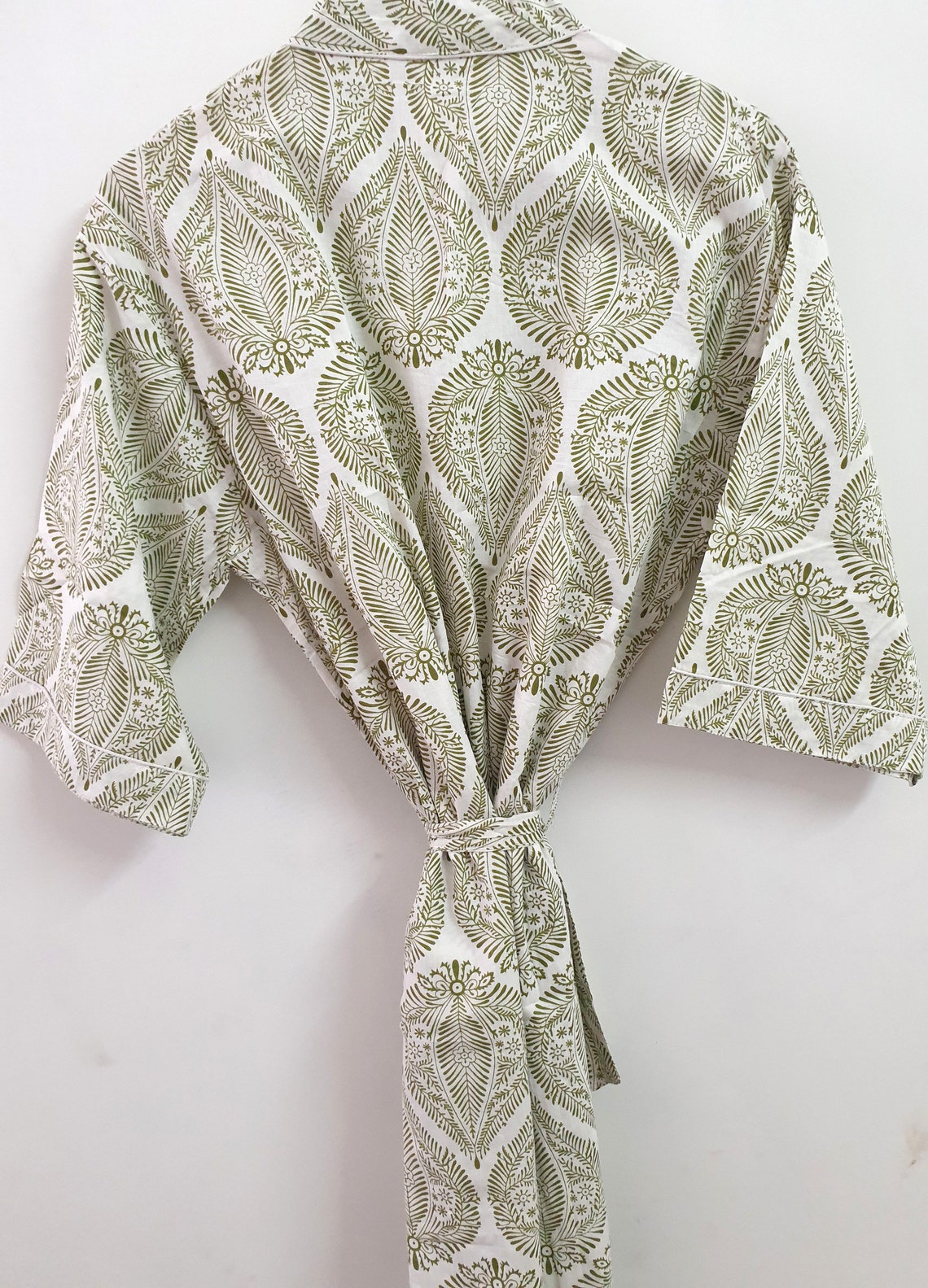 Leaf Print Short Kimono Robe main image 0