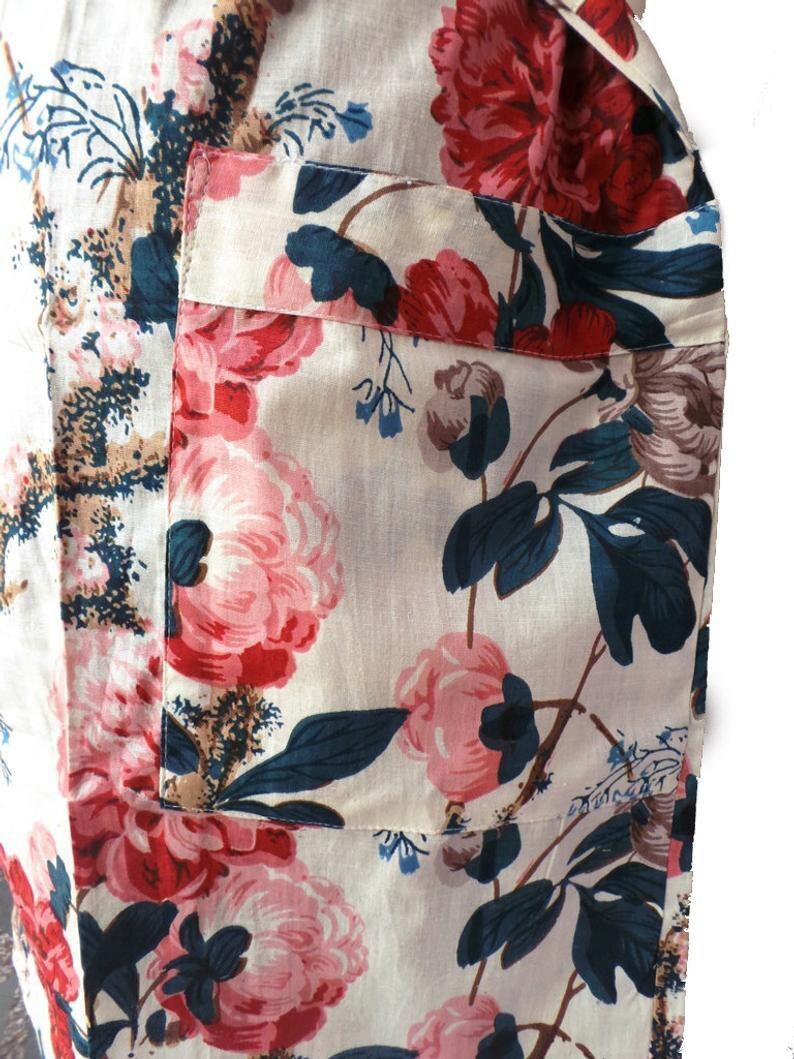 Handmade floral print Cover up Bath Robes,Beach Wear Dress Gift for her Wedding Bridal Robe Bridesmaids Sleepwear Long Cotton Kimono