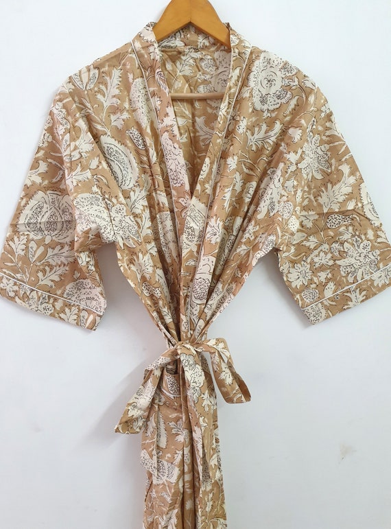 Brown cotton robebeach wear Cotton Cover upKimono Indian | Etsy