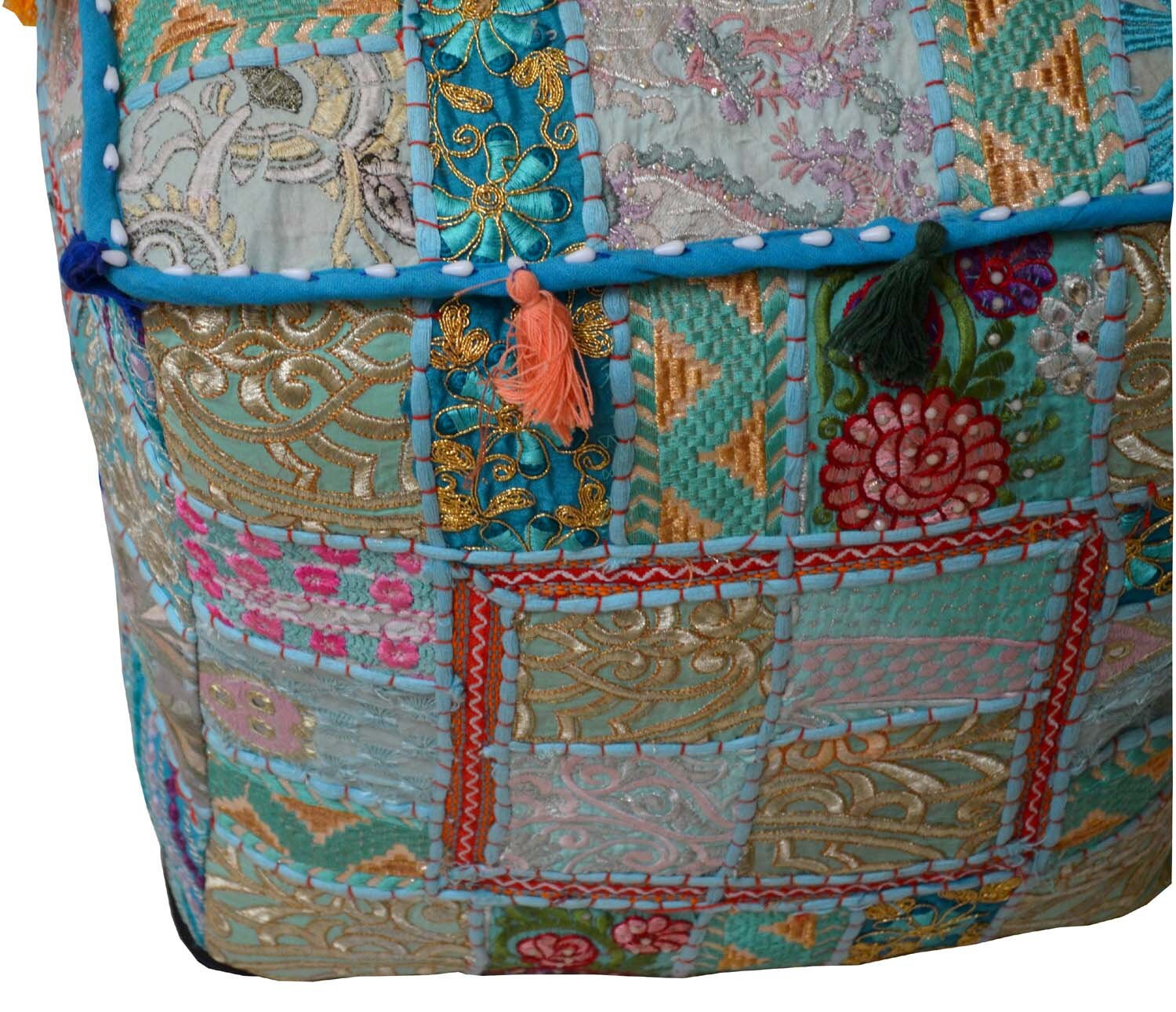 Indian Vintage Square Pouf Cover 100% Cotton Handmade - Etsy