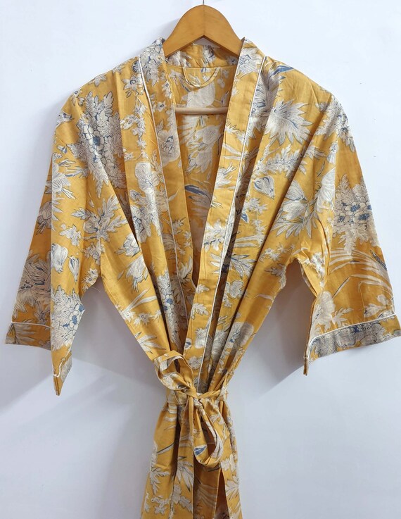 100% Cotton Kimono Hand Block Print Kimono Block Print Kimono | Etsy