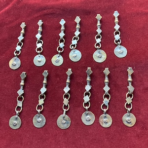 Afghan Kuchi tribal vintage long heavy metal pendants / components DIY dance costume #242. FREE shipping in USA