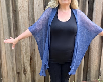 SALE Bali knit -   PLUS  size  duster/kimono lightweight cover up - holiday  wedding / bridesmaid  - one size fits all  - Free shipping USA