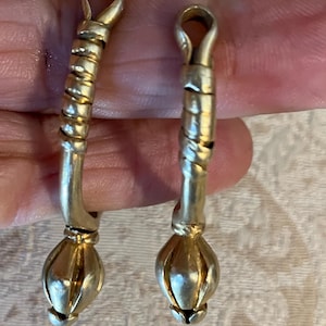 Kuchi tribal gold wash  punk boho earrings heavy hoops 23 grams vintage  traditional collectible -   80% silver # 14E . FREE shipping in USA