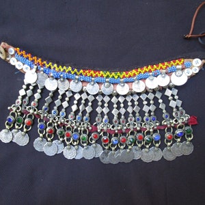 Afghan kuchi choker traditional original tribal  vintage ethnic bead coin dance costume collectible necklace    #61  FREE shipping in USA