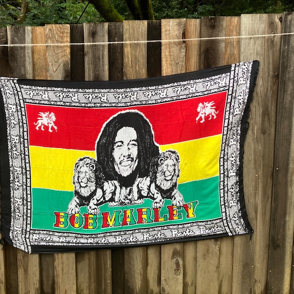 Bob Marley "Lions of Judah”  rasta colors 38 inches wide x 64 inches long Wall Hanging / Sarong. #Bob lion