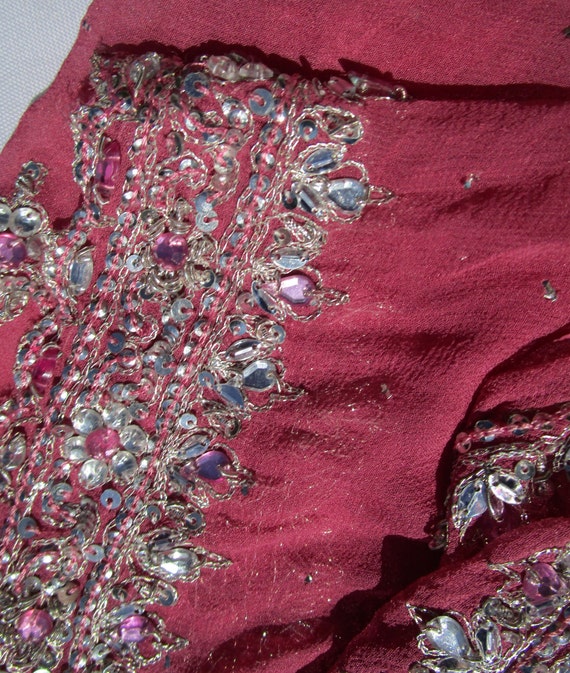 Bollywood dupatta Rose colored sequined and " jew… - image 1