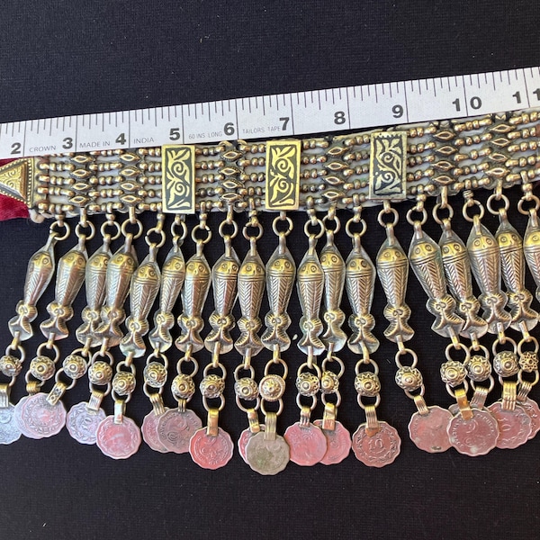 Afghan Kuchi Hazara   choker niello work tribal fish design vintage traditional ethnic necklace  original # 166. FREE shipping in USA