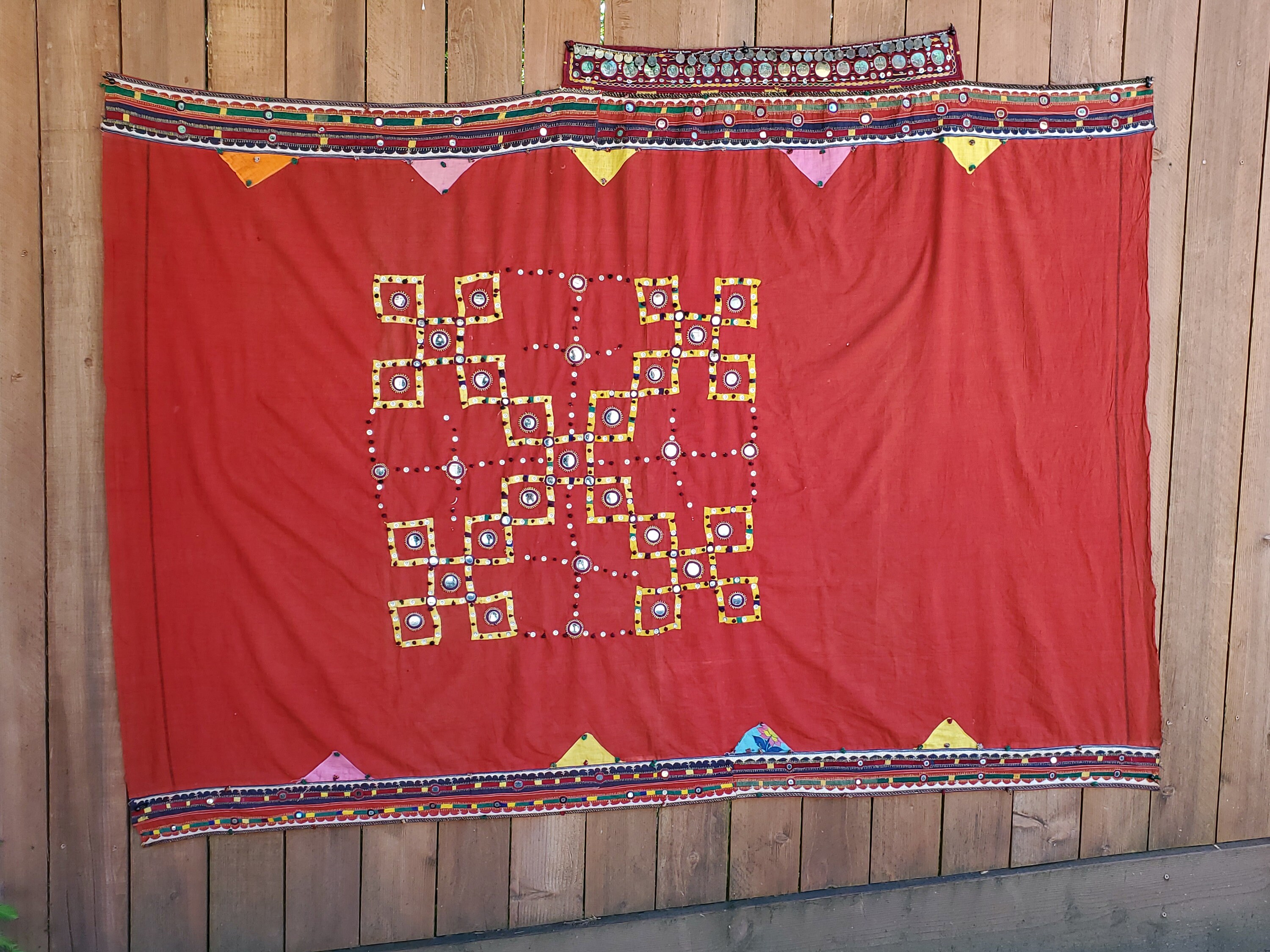 banjara Lambadi  tribal traditional  mirror embroidered vintage Indian  wedding shawl   wall hanging.  #192. SALE   Free shipping in USA -