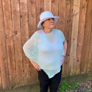 SALE poncho mint light green Bali knit   arm cover up wedding bridesmaid  one size lightweight travel friendly  # 22 KP Free shipping in USA