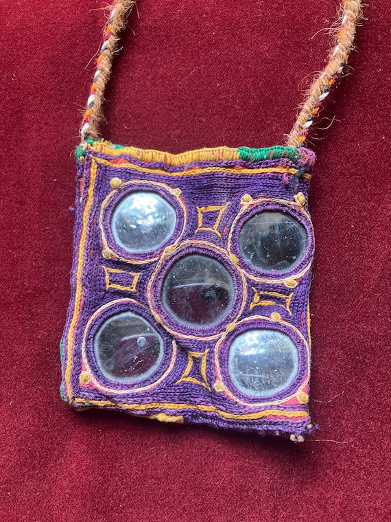 Vintage Banjara Embroidered Mirror Pouch Necklace