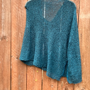 SALE poncho Double knit Teal/Black Bali  wedding great arm cover up one size lightweight travel friendly  # dk 01 FREE shipping in  USA