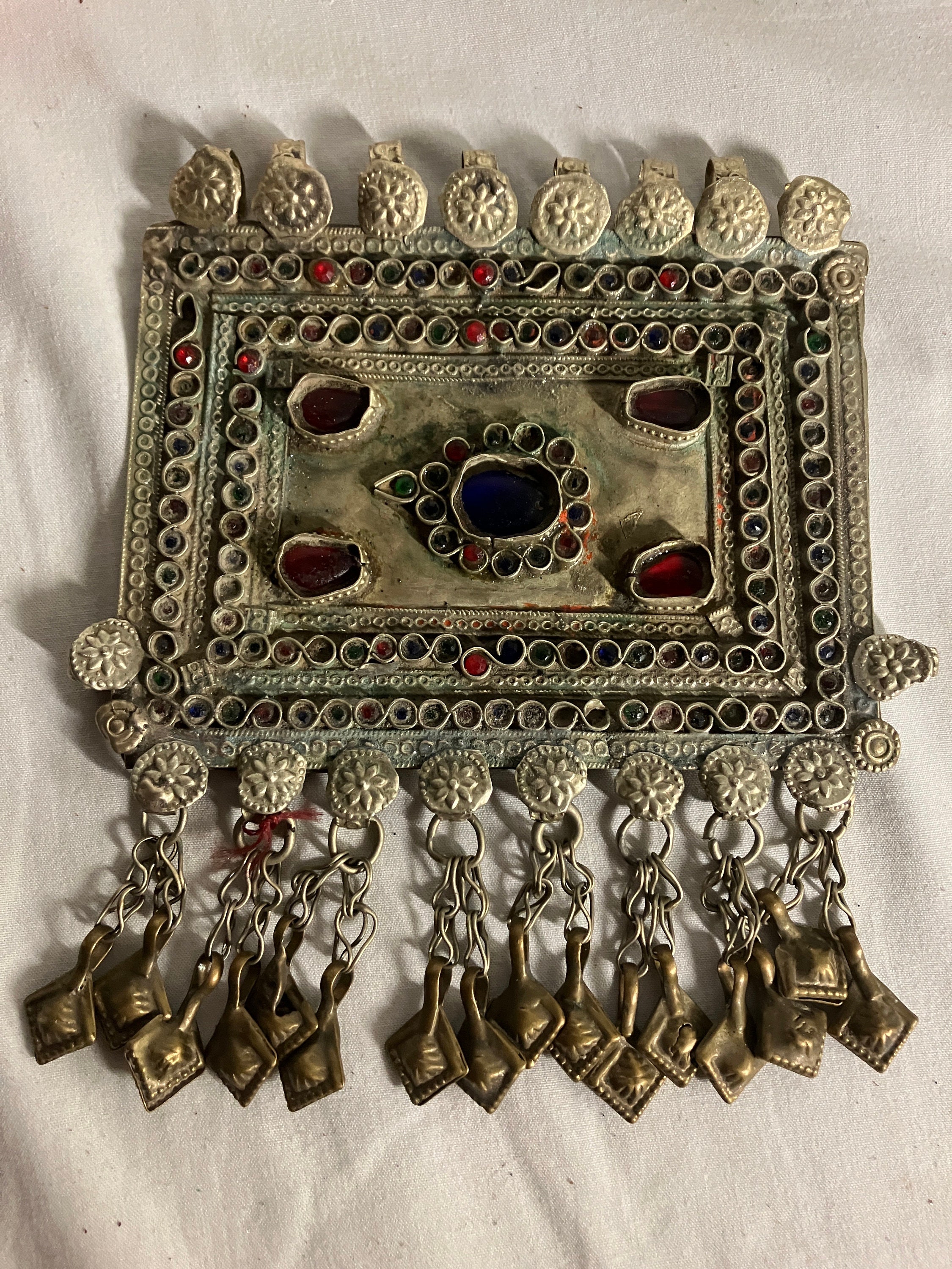 Vintage Afghan Kuchi Tribal Pendant Charm: Large Square DIY
