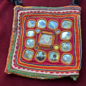banjara mirror tribal vintage hand embroidered shaman bag # 524 FREE shipping in USA