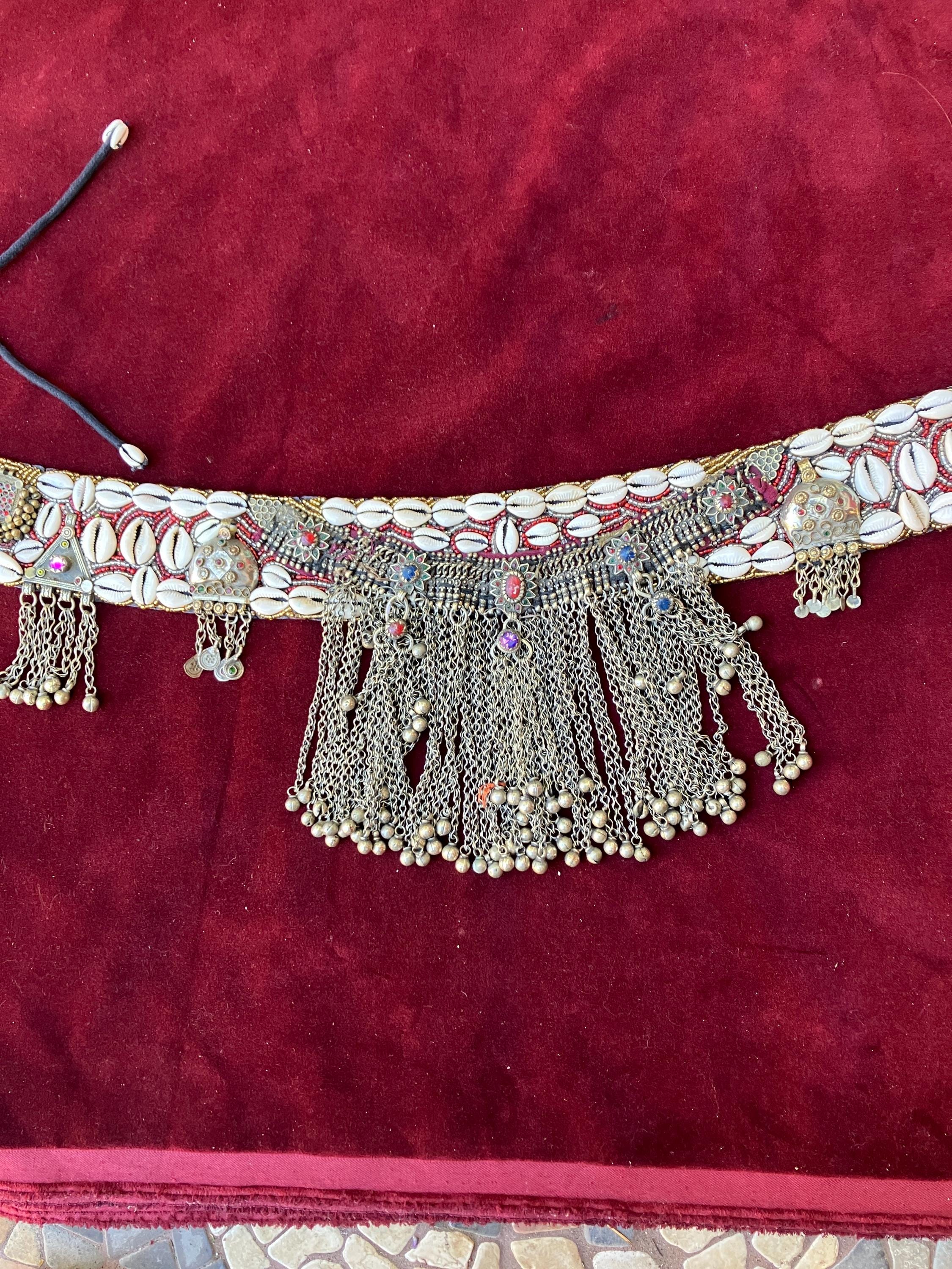 dance/performance shell red silver Kuchi afghan components belly dance belt one of a kind 39 inches long SALE # 273 FREE shipping in USA