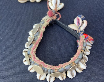 Banjara Lamanai vintage metal bead /shell  tribal traditional Indian upper arm band added elastic for easy wear  # 306. FREE shipping in USA