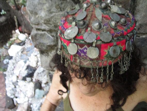 Decorated tribal ethnic costume dance skullcap/ha… - image 1