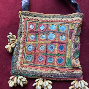 Banjara mirror shell vintage tribal boho embroidered bag  # 532 FREE shipping in USA