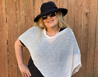 SALE Ivory poncho  sheer Bali knit  wedding bridesmaids    arm cover up one size lightweight travel friendly  # 31KP  Free shipping in USA