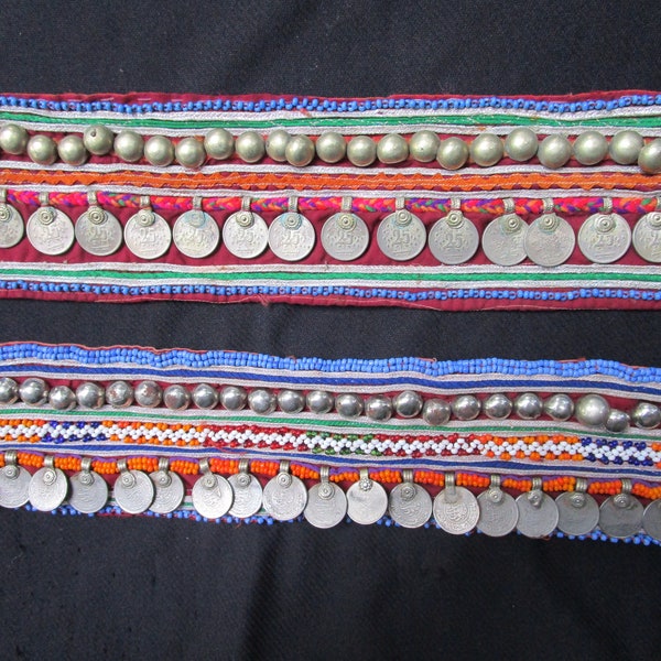 afghan Kuchi  tribal bead and metal coin  DIY cuff belt  costume dance trim. SALE   # 154   Free shipping in USA