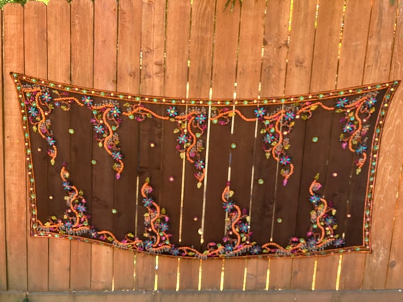 Black dupatta colorful vintage wedding/ funeral  … - image 2