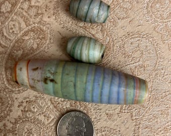 Vintage Handmade Indian Swirl Glass Beads: DIY Jewelry (70 grams)