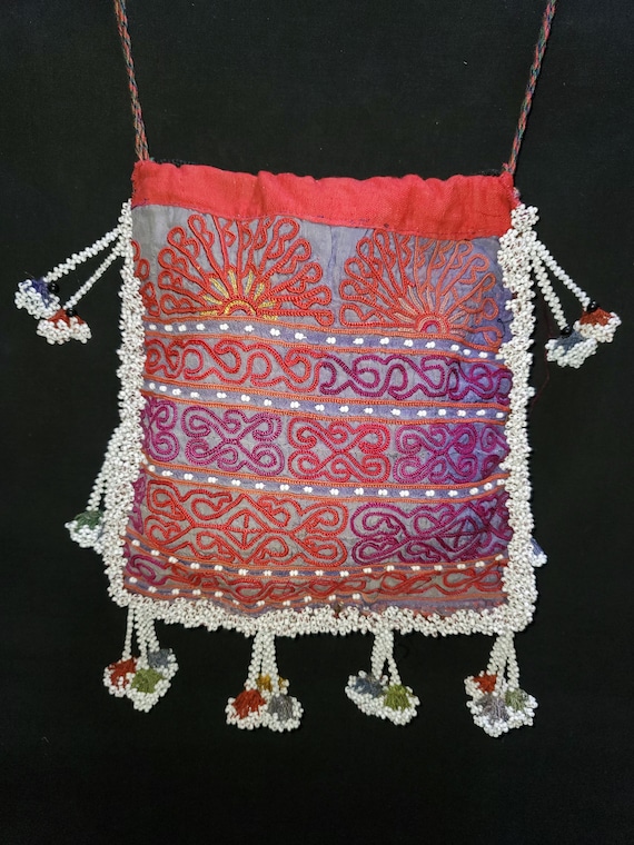 Afghani cloth embroidered  "shaman" bag /pouch  ne