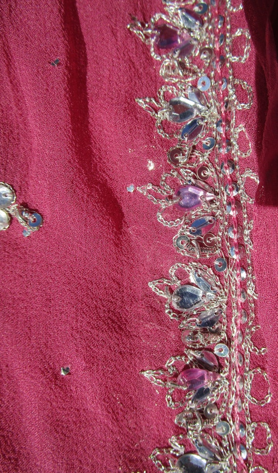 Bollywood dupatta Rose colored sequined and " jew… - image 3