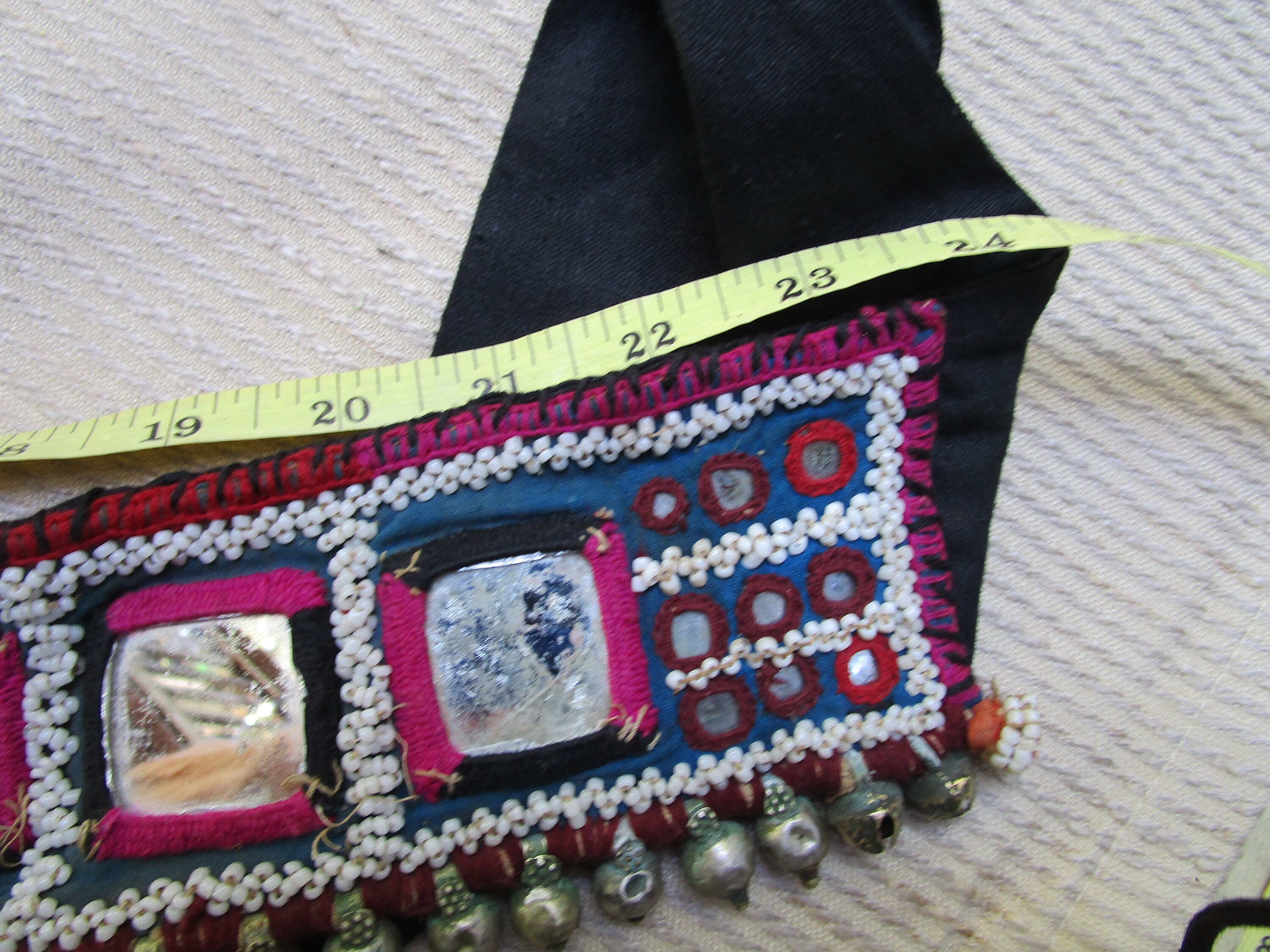 Handmade Rare Vintage Style Tribal Rajasthan Mirrored and Embroidered Belt Vintage Banjara Handmade Hand Embroidered Cotton Ceremonial  main image 2