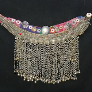 kuchi  Afghan chain dangle choker traditional vintage  tribal  necklace with buttons   #13   FREE shipping in USA
