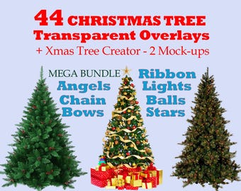 44 Christmas Tree PNG Clipart, Realistic Pine, Holiday Scrapbooking Elements, Festive Christmas