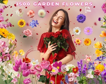 1500+ Floral PNG Bundle, Flower Clipart, Petals, Overlays, Rose Overlays & Backgrounds, Botanical, Wedding, Sublimation