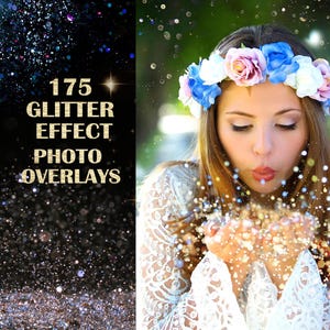 175 Glitter Effect Photo Overlays, Blowing Glitter Photoshop Overlays, Confetti Photo layer, fairy dust effect glitter overlay bokeh overlay