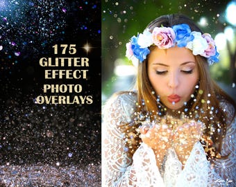 175 superposiciones de fotos con brillo: confeti, efecto de polvo de hadas, superposición de bokeh, brillo