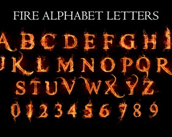 Fire Alphabet Letters and Numbers, Flaming Alphabet, Set of Letters in Flames, Burning Latin Alphabet, Fire Letters, Flaming Alphabet, PNG