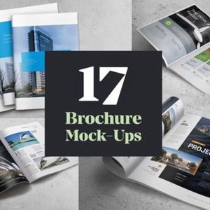 17 Fotorealistische brochure Mock-up, tijdschriftsjabloon, catalogusbedrijf, lege bedrijfsomslag, handmatige mockup van de maker, moderne portfolio