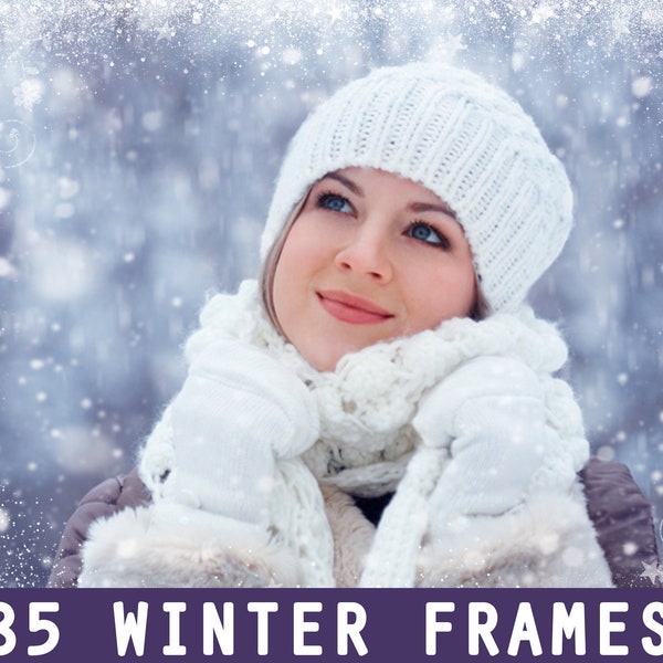 85 Winter Frames, Snowflake Overlays, Christmas Overlays, Frosty ClipArt, Winter Snow texture, Holiday Photo effect, wonderland, PNG Files