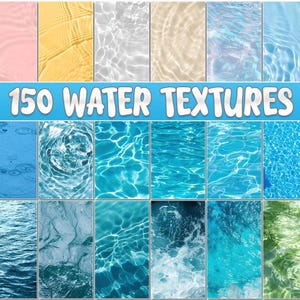 150 Water Surface Background Textures, Clear Calm Aqua, Fresh Ocean, Water Splashes, Liquid bubbles, Top View Sea Ripple, Swimming Pool Wave
