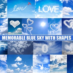 40 Blue sky overlays, Cloud shape overlays, Clouds Clipart, Cloud Alphabats, Clouds Animal, Heart, Clouds Numbers, Real Sky Clouds PNG Files