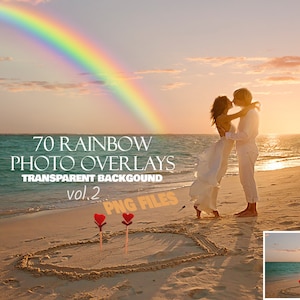 70 Rainbow Photo Overlays, Rainbow overlays, Rainbow clipart, Digital rainbow, Natural rainbow, Realistic Rainbow, Rainbow cliart, PNG Files