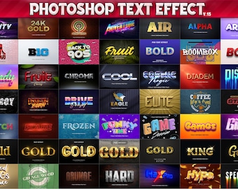 100 Photoshop Text Effects, 3D Fully Editable PSD Templates, Retro, Neon, Gold, Luxury, Cinematic