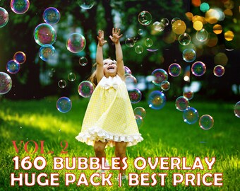 160 Bubbles Photoshop Overlays, Soap Bubbles Overlay, PNG Bubbles, Realistic Soap bubble Photo effect, digital bacdrop, bubble backdrop