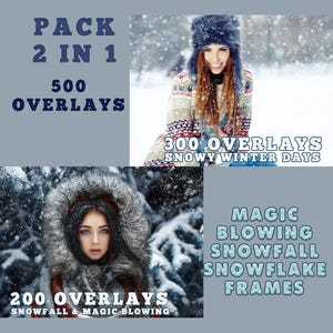 500 Realistic Snow overlays, falling snow, blowing snow overlay, Photoshop Overlays, Digital backdrop, Winter Photography, Winter Effect