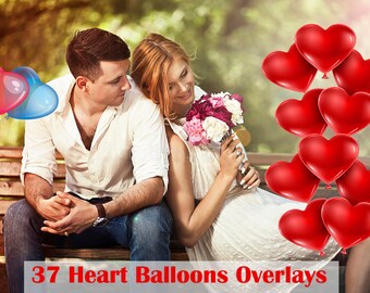 37 Ballons Foto Overlays für Valentinstag, Ballons Overlays Photoshop Liebe Ballons Hochzeit Ballons, Valentines Overlays rote Ballons